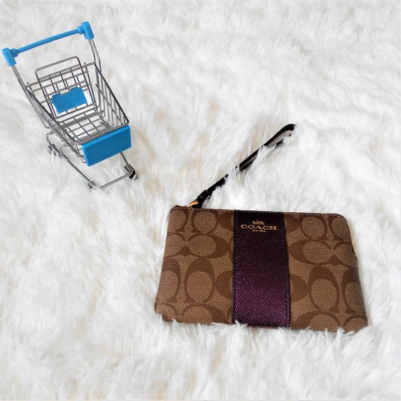 Coach Signature PVC Corner Zip  Khaki Mtlc Rasp - Picture 3 of 16